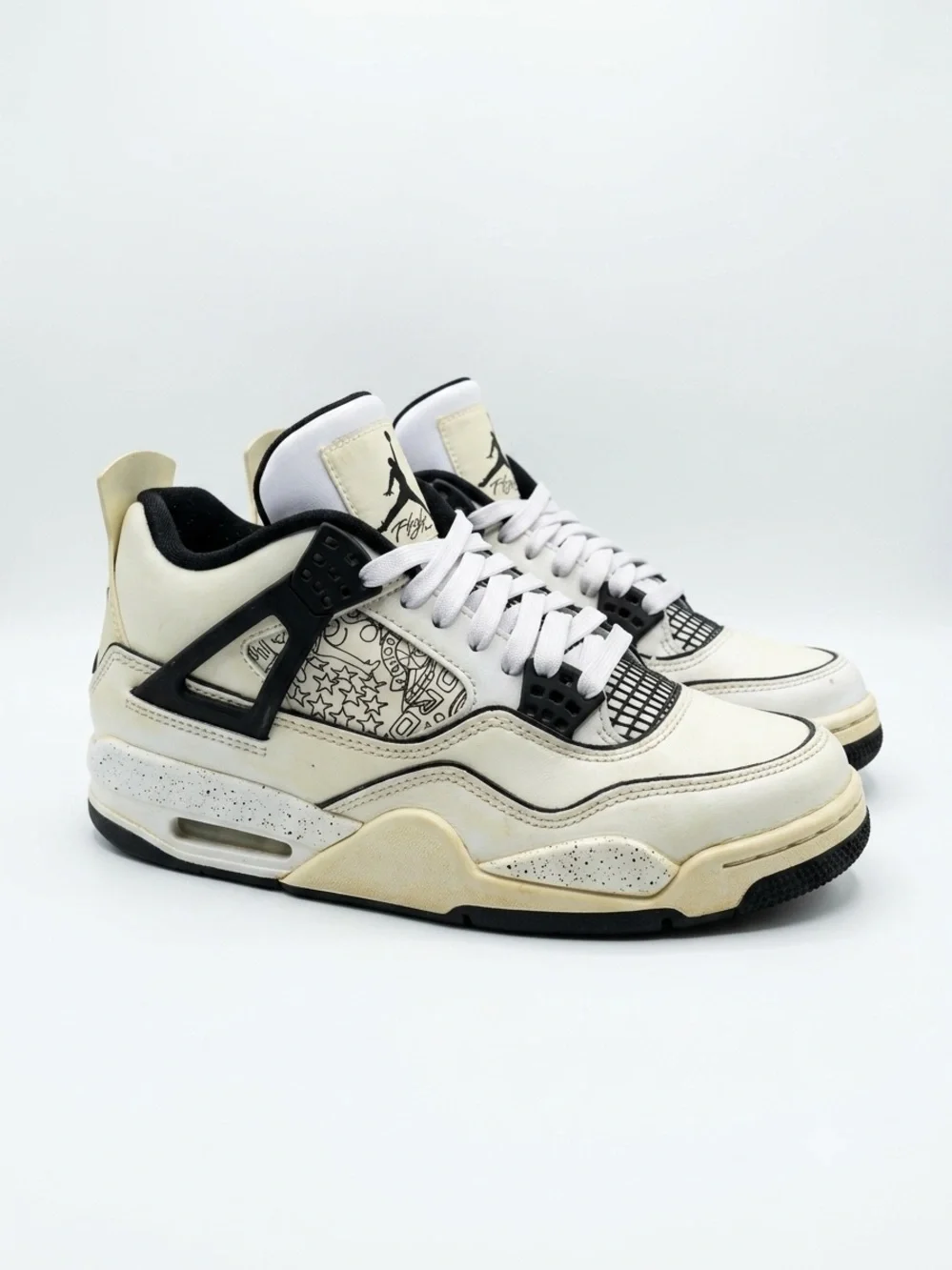 Jordan Men’s Sneakers in White and Black with Cream Accents